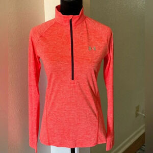 Under Armour Heat Gear Long Sleeve Top Sleeve Safety Orange Mock Turtleneck